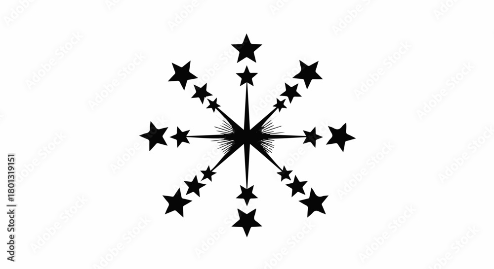 Naklejka premium Radiant starburst design on a clean white background, symbolizing celebration and wonder.
