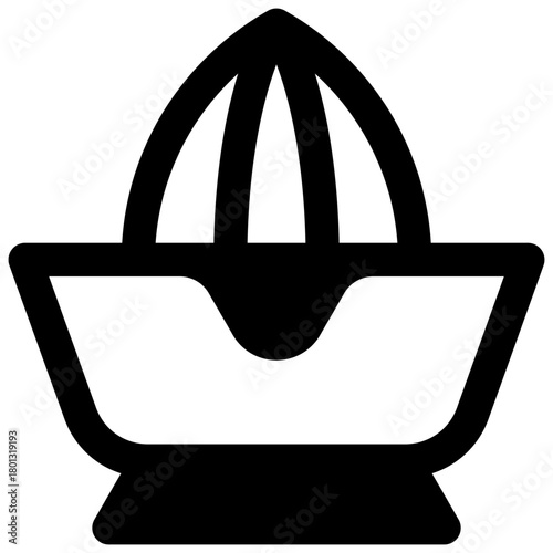 Citrus juicer. Outlined stroke vector icon with black-filled details.