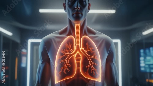 Futuristic Medical Scan - Human Lungs in Augmented Reality.