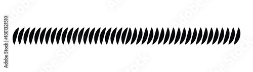 Abstract Curved Teardrop Shape Repeated Horizontal Line Divider Graphic Element Black and White Vector