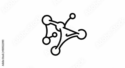 Abstract geometric network of interconnected circles and lines on a white background