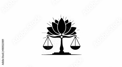 Symbol of justice and balance with a lotus flower representing peace and enlightenment