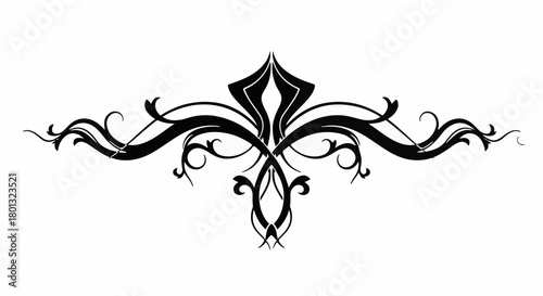 Elegant black ornate flourish design on white background