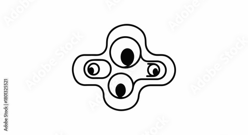 Abstract illustration of multiple curious eyes observing from a unique, organic shape.