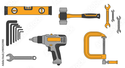 Tools vector illustration set diy equipment for home improvement