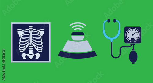 Medical imaging and diagnostic tools for healthcare illustration