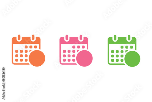 Three colorful calendar icons with circles indicating dates or events