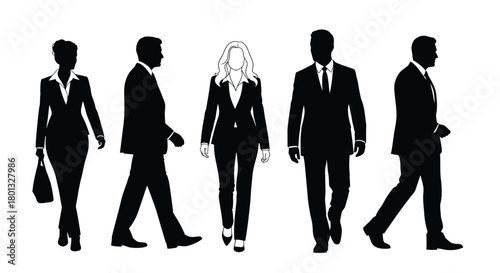 Business people silhouettes walking vector group of executives