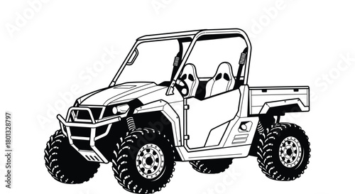 Utv side by side vector outline drawing illustration clipart art