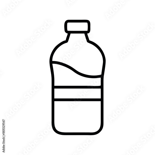 Simple outline drawing of a plastic beverage bottle with a cap and label area