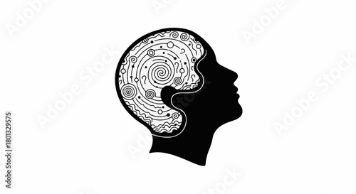 Abstract illustration of a human head silhouette filled with intricate circuit board patterns representing artificial intelligence and technology.