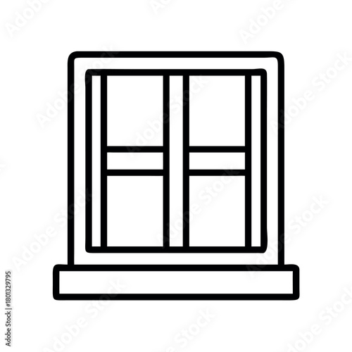 Simple line art illustration of a closed double pane window with a sill
