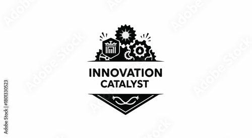 Abstract symbol representing innovation and continuous progress with gears and infinity loop