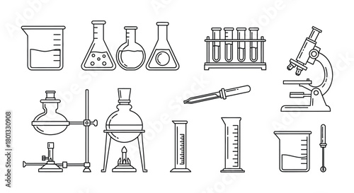 Stock vector illustration of laboratory equipment and glassware