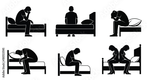 Understanding sad people sitting on bed depression mental health