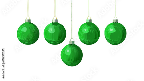 Green christmas ornaments hanging decoration holiday season festive baubles christmas tree decor elements
