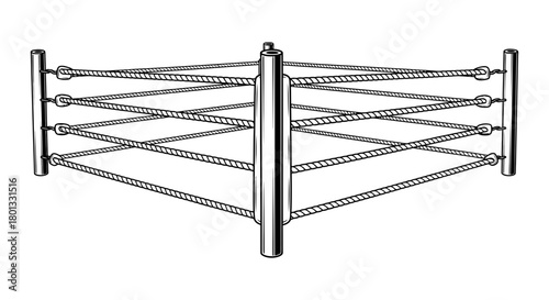 Isolated illustration of a boxing ring for sports competition