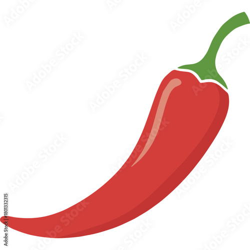 Red Chili Pepper Vector Icon with Transparent Background