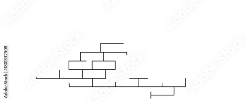 Texture brick wall isolated on white background. black seam pattern.