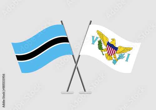Botswana and Virgin islands US vector flags in peaceful meeting illustration