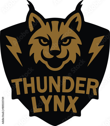 Thunder lynx mascot logo design fierce wild animal head icon emblem badge sports team insignia concept art