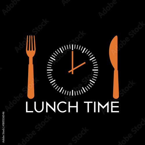 Lunch time design. Menu icon isolated on black background