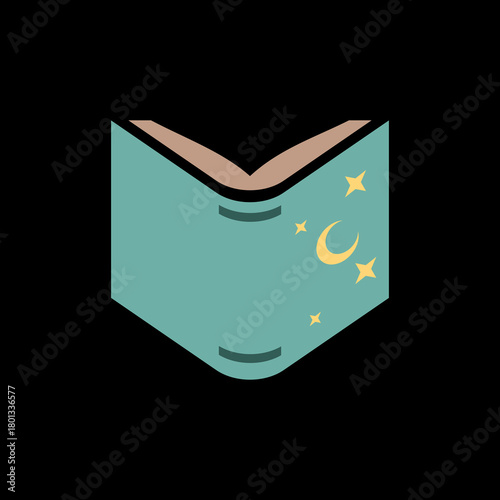 Magic book icon isolated on black background