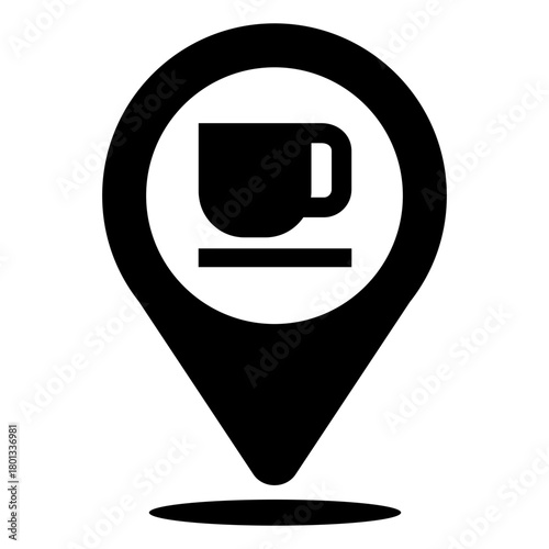Caffe location with a cup icon inside the navigation pin