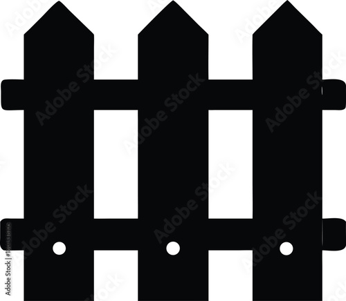 Black fence silhouette presents a simple, symmetrical, and classic border element isolated on white