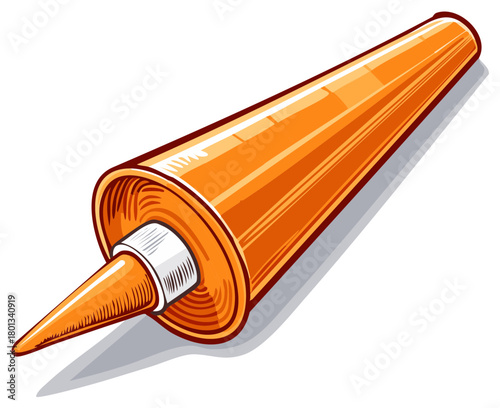 Glossy Orange Silicone Sealant Caulk Tube with Tapered Nozzle for Construction and Repair