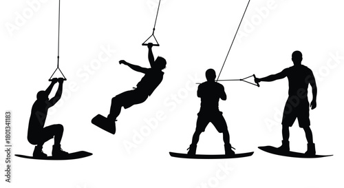 Wakeboarding silhouette extreme sport water sports action shot