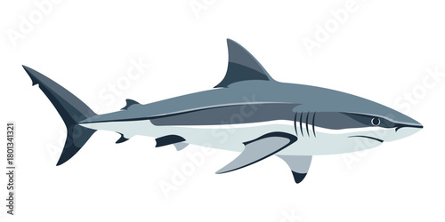 Illustrative Representation of a Grey Shark, a Majestic Marine Predator Swimming in Deep Blue Waters