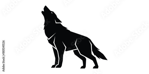 Silhouette of a howling wolf against a plain background, a symbol of wildlife and wilderness