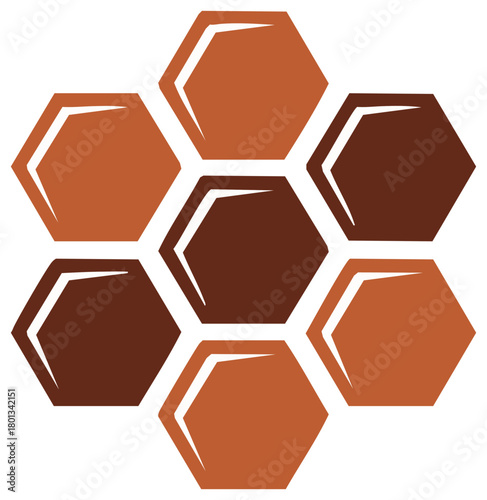 Honeycomb Vector Graphic in Earth Tones with Hexagonal Design for Textures or Backgrounds