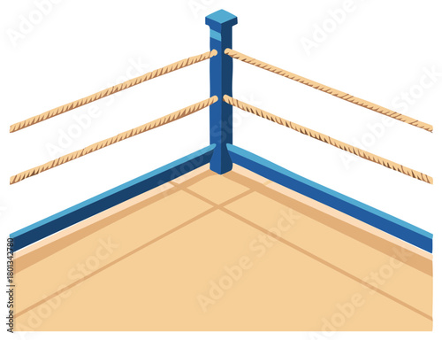 Isometric illustration of a boxing ring corner