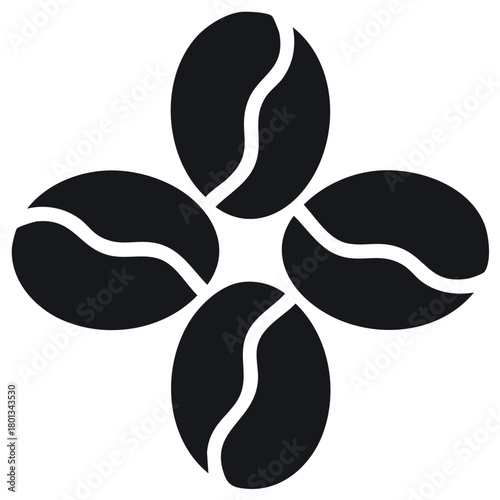 Simple coffee beans icon vector graphic symbol. Flat logo design element for cafe or coffee shop.