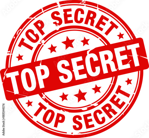 Top Secret Stamp Label Isolated on White Background – Red Confidential Mark, Classified Document Symbol, Private and Restricted Information