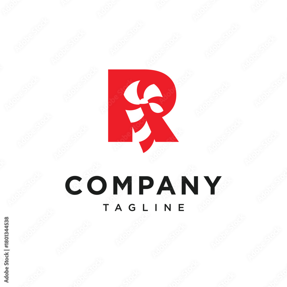 Fototapeta premium Letter R Candy Cane Logo Icon Vector