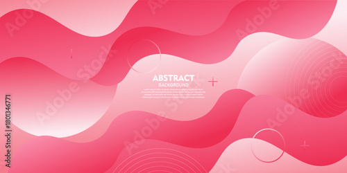 Bright pink geometric business banner design. Creative banner design with wave shapes and circle patterns for templates. Simple horizontal banner design. Vector eps10