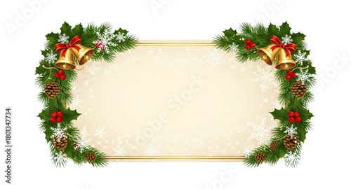 christmas frame with holly berries