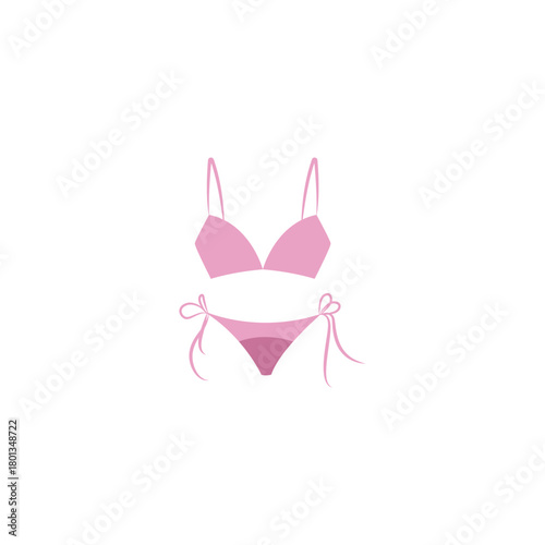 Women bikini flat vector illustration. Female stylish swimwear. Fashion swimsuit