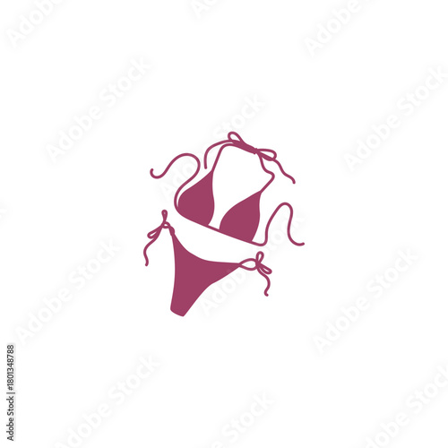 Women bikini flat vector illustration. Female stylish swimwear. Fashion swimsuit