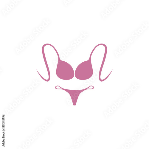 Women bikini flat vector illustration. Female stylish swimwear. Fashion swimsuit