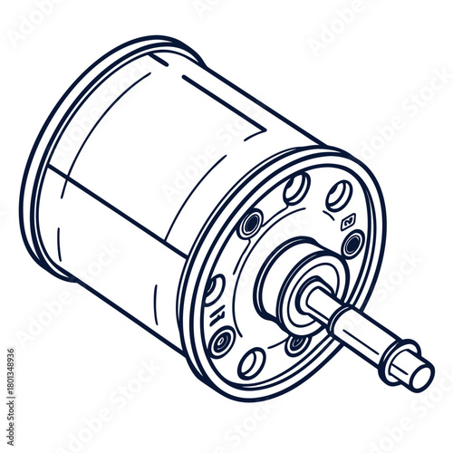 Illustration of an electric motor isolated on, showcasing its design and functionality in a clean and simple manner for technical documentation