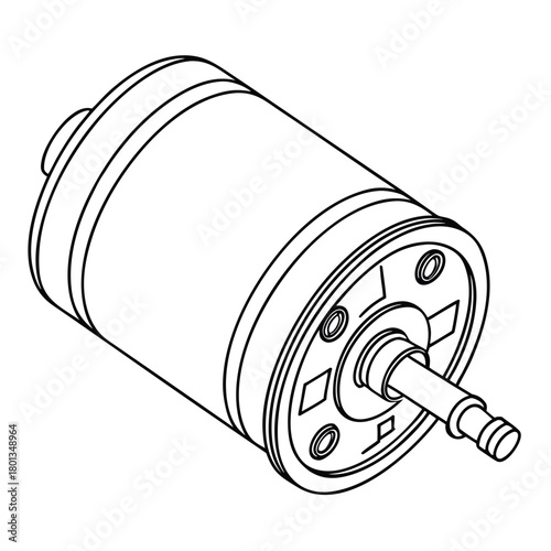 Illustration of an electric motor isolated on, showcasing its design and functionality in a clean and simple manner for technical documentation