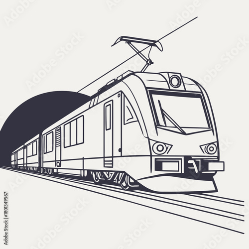 Modern train illustration showcasing sleek design and efficient public transportation, emphasizing urban mobility and sustainable commuting, isolated on
