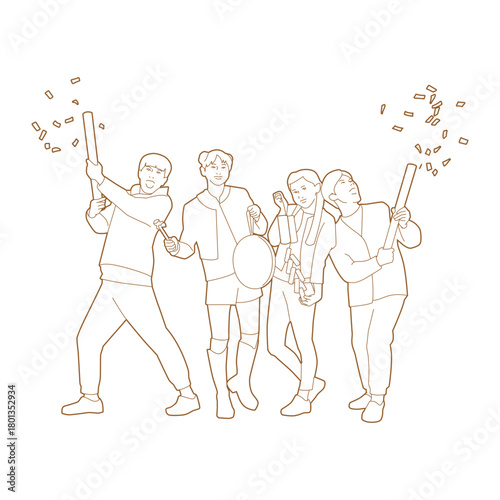 Friends celebrating vietnamese new year Friends celebrating vietnamese new year