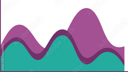 Stacked area chart displaying data trends and growth analysis. Vector