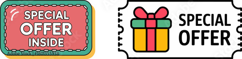 Special offer inside with gift box and ticket design