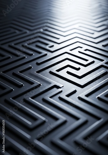 Intricate maze pattern with a dark, mysterious, and challenging design